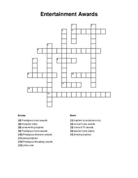 acting awards crossword|acting award.